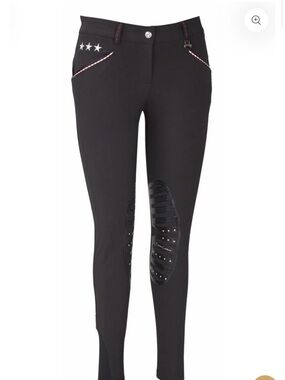 Equine Couture Riding Breeches with Star Accent and Silicone Knee Grip
